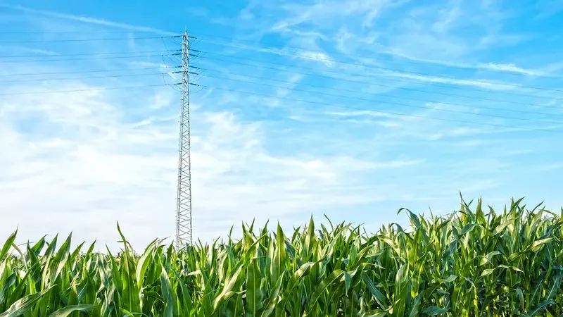Hoogspanningsmast en elektriciteitsnet
